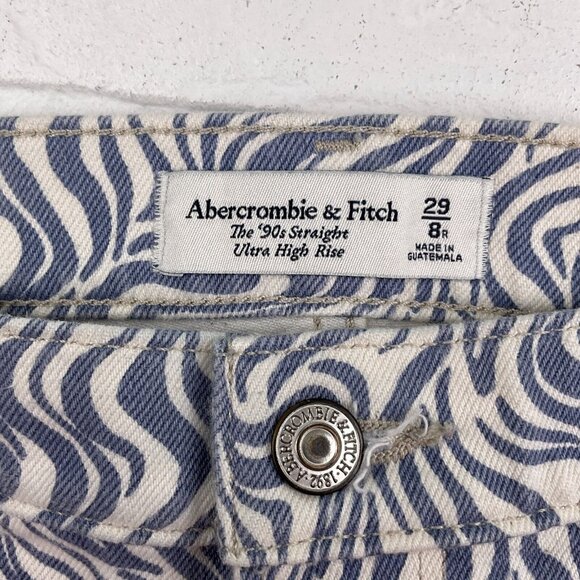 Abercrombie Fit Jeans Women 8R/29 Blue Wave‎ Waves 90s Straight Ultra High Rise - Picture 4 of 11